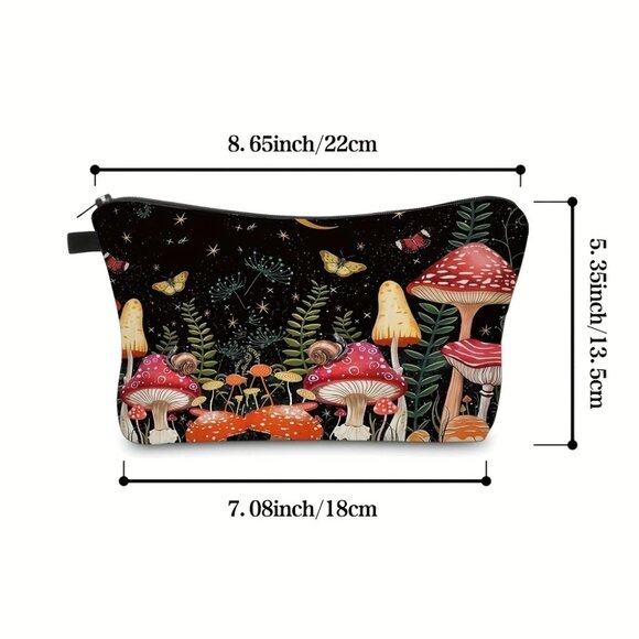 Enchanted Forest Mushroom Makeup Bag with zipper NWOT - Picture 4 of 4